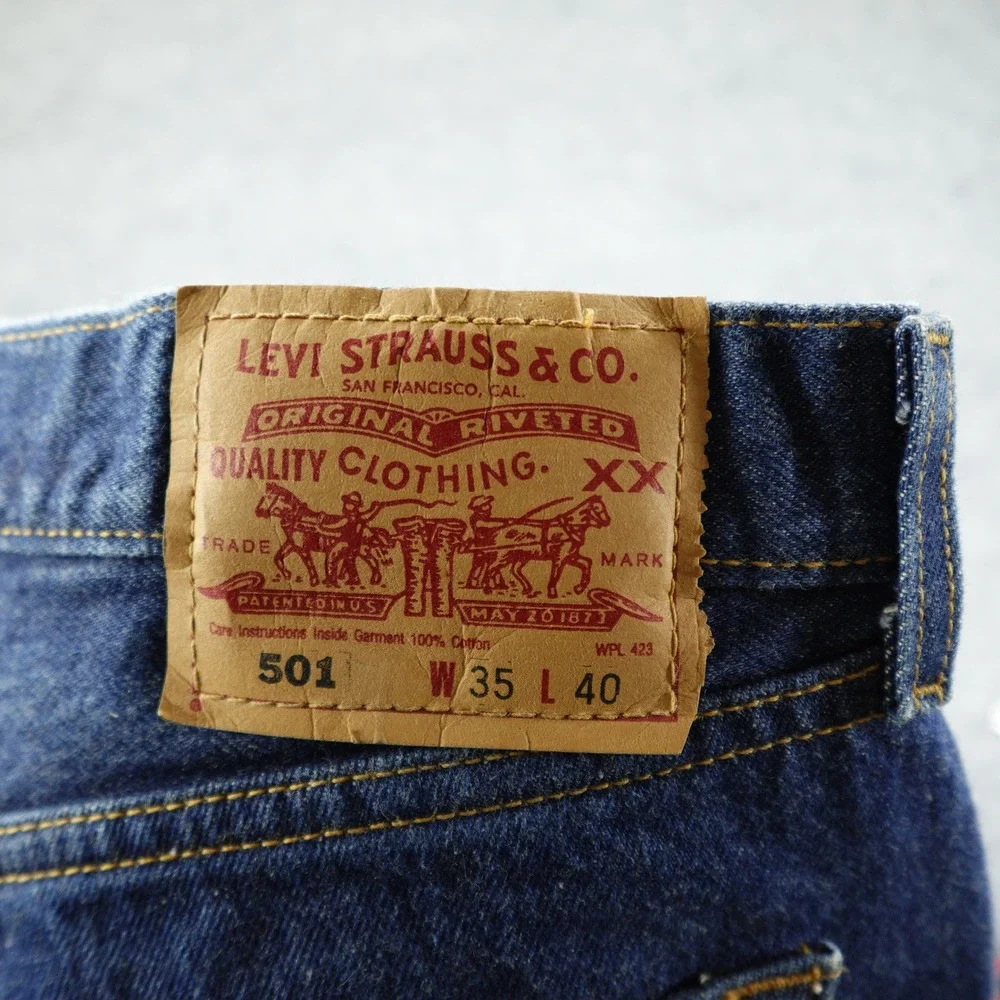 Vintage Levi's 501 Jeans Mens 34x36 Blue Straight Leg Button Fly Dark Wash Denim